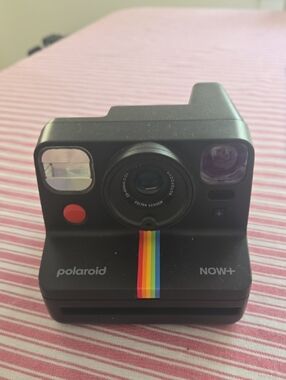 Polaroid NOW+ Instant Camera in Black with Rainbow Stripe